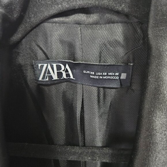 Zara Double Breasted Tailored Tuxedo Blazer Jacket XS Black 9064/940 - Picture 7 of 12